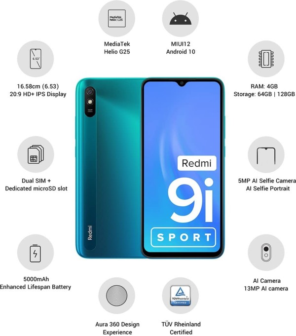 REDMI 9i Sport (Coral Green, 64 GB) (4 GB RAM)