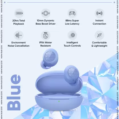 Realme Buds Q2 Neo with Environment Noise Cancellation (ENC) Bluetooth Headset (Blue)