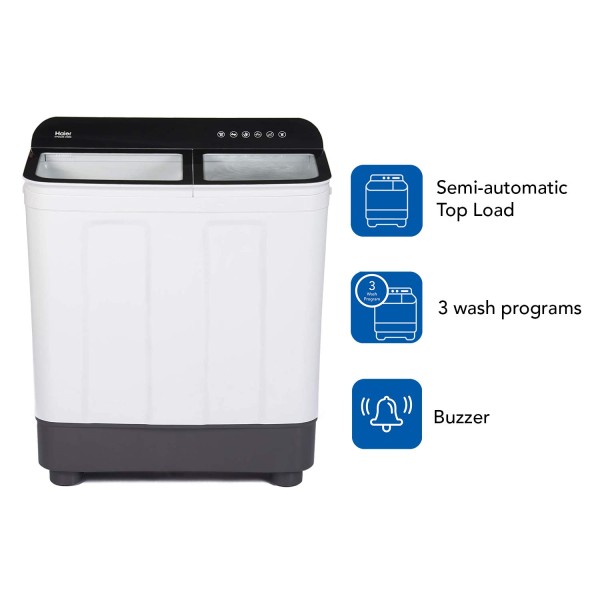 Haier 8.5 Kg Semi-Automatic Top Loading Washing Machine (HTW85-178BK)