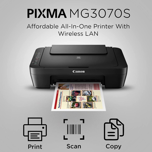 Canon Pixma MG 3070S All-in-One Wireless Inkjet Colour Printer (Black)